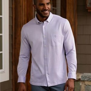 Denver Hayes Men’s Lavender Button-Up Dress Shirt – Size Medium